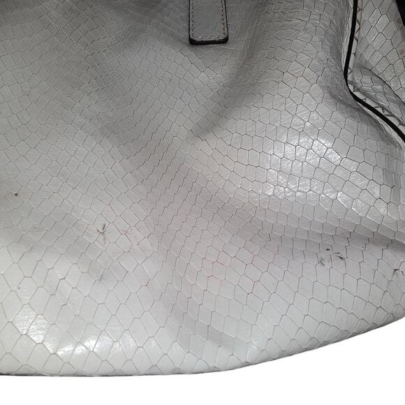 Rare White Michael Kors Snake Leather Python Hamilton Purse Satchel 35S5SHLT3N - Picture 11 of 12